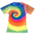 Regenbogen - Front - Colortone Damen T-Shirt Batik-Optik Regenbogen, Kurzarm