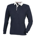 Marineblau - Front - Front Row Herren Premium Longsleeve - Rugby-Shirt - Polo-Hemd, langärmlig