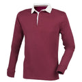 Burgunder - Front - Front Row Herren Premium Longsleeve - Rugby-Shirt - Polo-Hemd, langärmlig