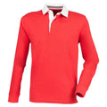 Rot - Front - Front Row Herren Premium Longsleeve - Rugby-Shirt - Polo-Hemd, langärmlig