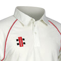 Elfenbein-Rot - Side - Cray-Nicolls Kinder Matrix Kurzarm Cricket Shirt
