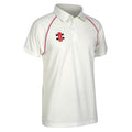 Elfenbein-Rot - Front - Cray-Nicolls Kinder Matrix Kurzarm Cricket Shirt