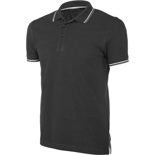 Schwarz - Front - Kariban Herren Kurzarm Polo Shirt mit Kontrast