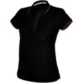 Schwarz - Front - Kariban Damen Polo-Shirt mit Kontraststreifen