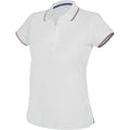 Weiß - Front - Kariban Damen Polo-Shirt mit Kontraststreifen