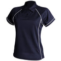 Marineblau-Weiß - Front - Finden & Hales Damen  Sport Polo Shirt Coolplus