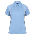 Himmelblau-Marineblau-Weiß - Front - Finden & Hales Damen  Sport Polo Shirt Coolplus