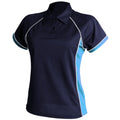 Marineblau-Himmelblau-Weiß - Front - Finden & Hales Damen  Sport Polo Shirt Coolplus