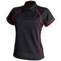 Schwarz-Rot - Front - Finden & Hales Damen  Sport Polo Shirt Coolplus