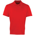 Rot - Front - Premier Herren Coolchecker Pique Kurzarm Polo T-Shirt
