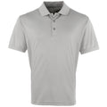 Silber - Front - Premier Herren Coolchecker Pique Kurzarm Polo T-Shirt
