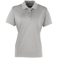 Silber - Front - Premier Damen Coolchecker Piqué Polo-Shirt - Polohemd, Kurzarm