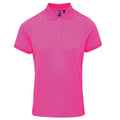 Neon Pink - Front - Premier Damen Coolchecker Piqué Polo-Shirt - Polohemd, Kurzarm