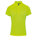 Neon Gelb - Front - Premier Damen Coolchecker Piqué Polo-Shirt - Polohemd, Kurzarm