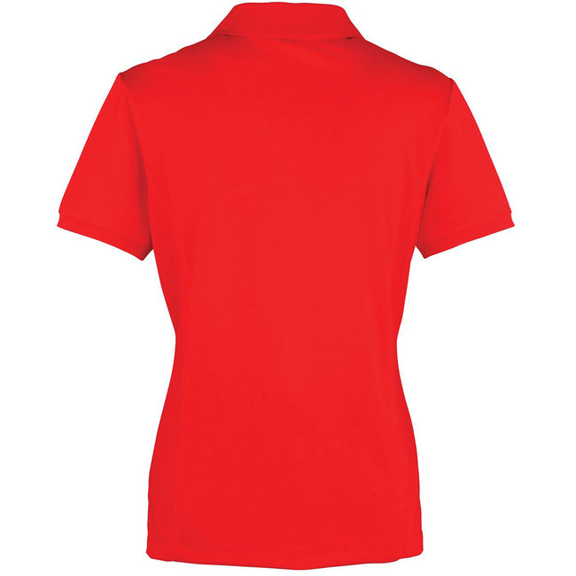 Erdbeerrot - Back - Premier Damen Coolchecker Piqué Polo-Shirt - Polohemd, Kurzarm