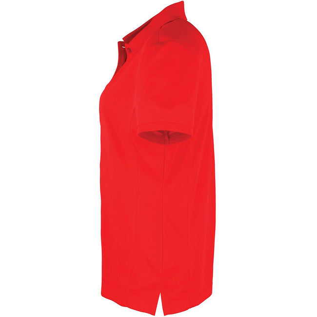 Erdbeerrot - Side - Premier Damen Coolchecker Piqué Polo-Shirt - Polohemd, Kurzarm