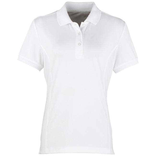 Weiß - Front - Premier Damen Coolchecker Piqué Polo-Shirt - Polohemd, Kurzarm