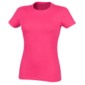 Fuchsia - Back - Skinni Fit Damen Feel Good Stretch T-Shirt, Kurzarm