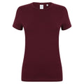 Burgunder - Front - Skinni Fit Damen Feel Good Stretch T-Shirt, Kurzarm
