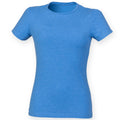 Blau meliert - Back - Skinni Fit Damen Feel Good Stretch T-Shirt, Kurzarm