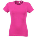 Pink meliert - Front - Skinni Fit Damen Feel Good Stretch T-Shirt, Kurzarm