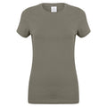 Khaki - Front - Skinni Fit Damen Feel Good Stretch T-Shirt, Kurzarm