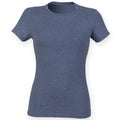 Marineblau meliert - Front - Skinni Fit Damen Feel Good Stretch T-Shirt, Kurzarm
