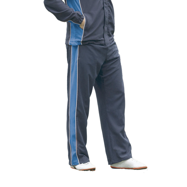 Marineblau-Königsblau-Weiß - Front - Finden & Hales Kinder Trainingshose - Sporthose mit Kontraststreifen