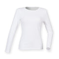 Weiß - Front - Skinni Fit Damen Feel Good Stretch T-Shirt, langärmlig