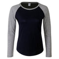 Weiß-Marineblau - Side - Skinni Fit Damen Baseball T-Shirt, langärmlig