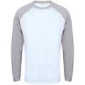 Weiß-Oxford Blau - Side - Skinnifit Herren Raglan Baseball T-Shirt, langärmlig
