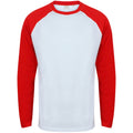 Weiß-Rot - Front - Skinnifit Herren Raglan Baseball T-Shirt, langärmlig