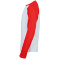 Weiß-Rot - Back - Skinnifit Herren Raglan Baseball T-Shirt, langärmlig