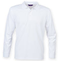 Weiß - Front - Henbury Herren Coolplus Polo-Hemd, Langarm