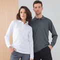 Weiß - Back - Henbury Herren Coolplus Polo-Hemd, Langarm