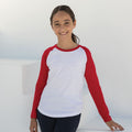Weiß-Rot - Back - Skinni Minni Kinder Langarm Baseball T-Shirt