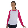 Weiß-Hot Pink - Back - Skinni Minni Kinder Langarm Baseball T-Shirt