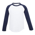 Weiß-Oxford Blau - Front - Skinni Minni Kinder Langarm Baseball T-Shirt