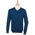 Blau meliert - Back - Henbury Herren Sweater mit V-Ausschnitt