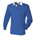 Königsblau-Weiß - Front - Front Row Herren Polo-Shirt, Langarm