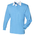 Surf Blau-Weiß - Front - Front Row Herren Polo-Shirt, Langarm