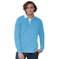 Surf Blau-Weiß - Side - Front Row Herren Polo-Shirt, Langarm