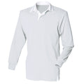 Hellgrau-Weiß - Front - Front Row Herren Polo-Shirt, Langarm
