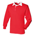 Rot-Weiß - Front - Front Row Herren Polo-Shirt, Langarm