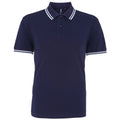 Marineblau-Weiß - Front - Asquith & Fox Herren Polo-Shirt, kurzärmlig