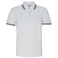 Weiß-Marineblau - Front - Asquith & Fox Herren Polo-Shirt, kurzärmlig