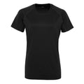 Schwarz - Front - Tri Dri Damen T-Shirt mit Rundhalsausschnitt, kurzärmlig