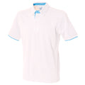 Weiß-Himmelblau - Front - Front Row Herren Polo-Shirt, Kurzarm