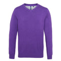 Violett - Front - Asquith & Fox Herren Baumwolle reichen V-Ausschnitt Pullover