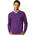 Violett - Back - Asquith & Fox Herren Baumwolle reichen V-Ausschnitt Pullover